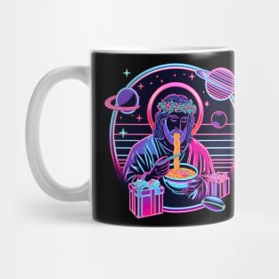 RAMEN JESUS OUTERSPACE RETRO 80'S NEON VIBE Mug